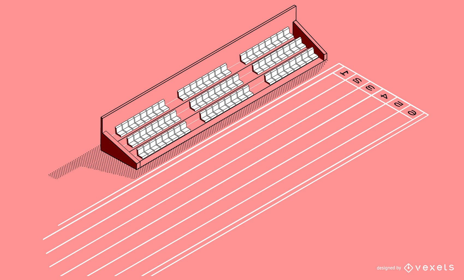 Diseño de estadio de pista de sprint isométrica