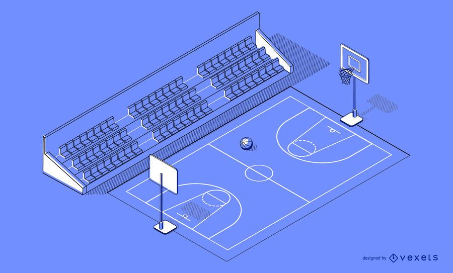 Diseño isométrico de cancha de baloncesto Diseño isométrico de cancha de baloncesto