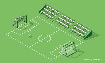 Isometrisches Fußballplatz-Grafikdesign