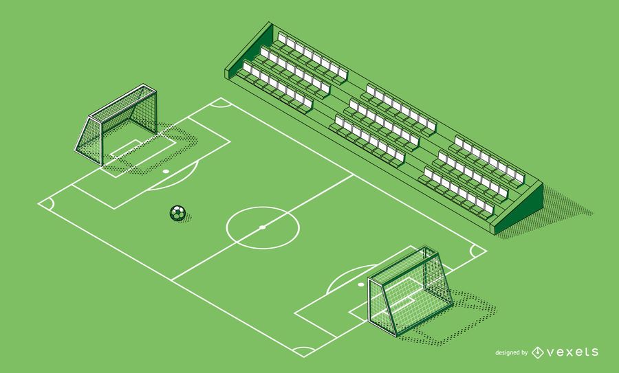 Diseño gráfico de campo de fútbol isométrico Diseño gráfico de campo de fútbol isométrico
