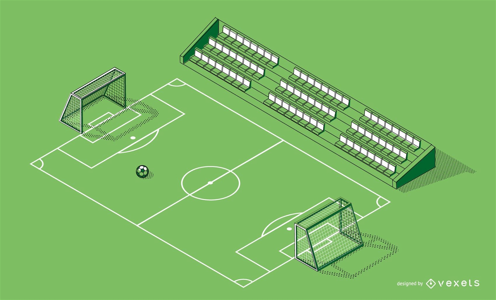 Design gráfico de campo de futebol isométrico