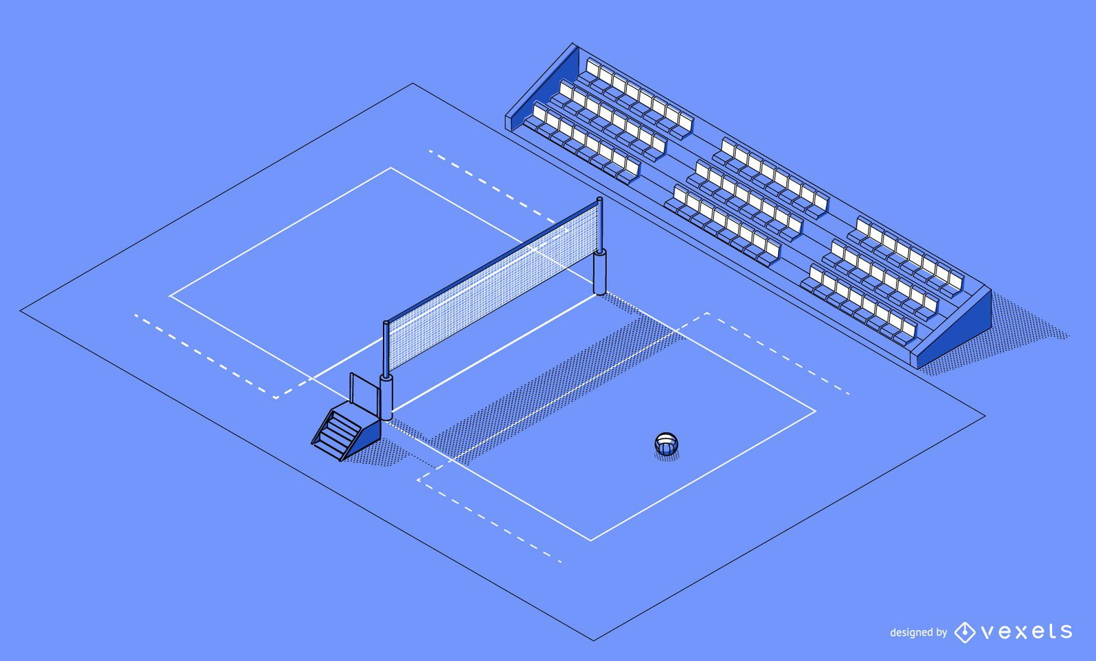 Projeto isométrico de quadra de vôlei