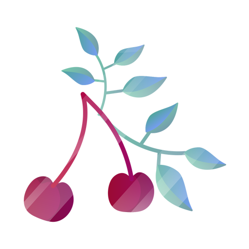 Cherries with leaves PNG Design