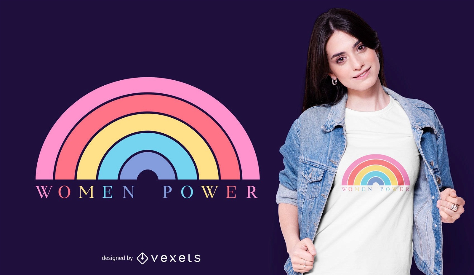 Dise?o de camiseta women power rainbow