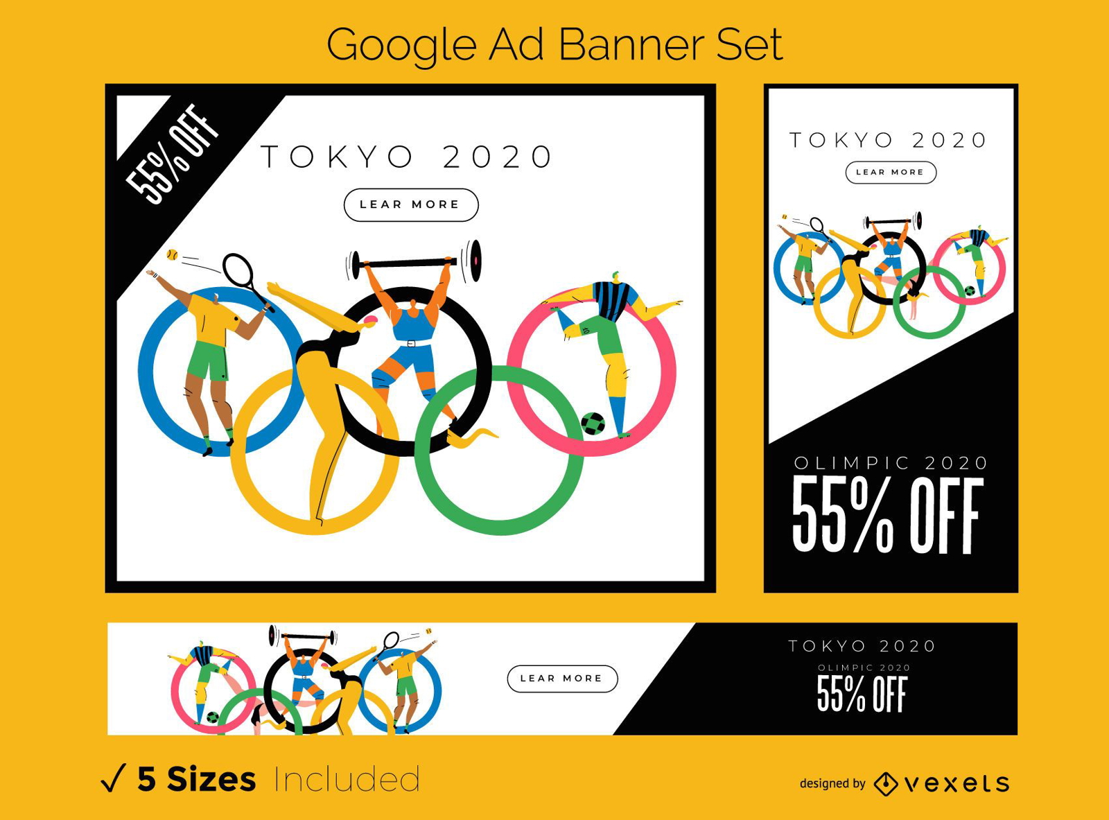 Conjunto de banners publicitarios de Google de Tokio 2020