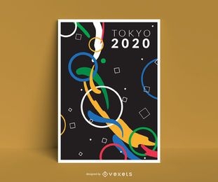 Diseño abstracto del cartel de Tokio 2020