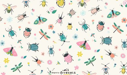 Spring insects pattern design Spring insects pattern design