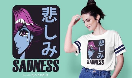 Sadness anime girl t-shirt design