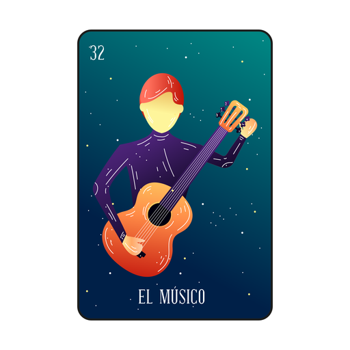 Tarjeta de músico de Loteria Diseño PNG