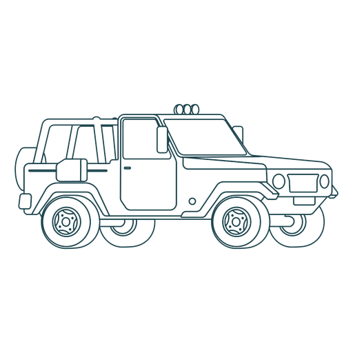 Side view jeep stroke PNG Design