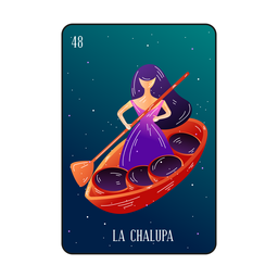 Mujer en tarjeta de loteria de barco Diseño PNG