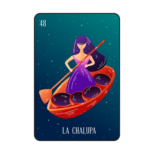 Woman in boat loteria card PNG Design