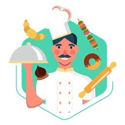 Elementos de personagem chef trabalhando Desenho PNG