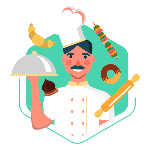 Working chef character elements PNG Design