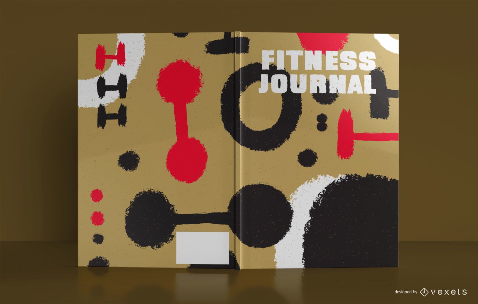 Diseño de portada de libro de diario de fitness abstracto