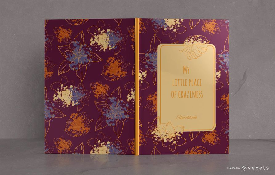 Design floral da capa do livro de esboços Design floral da capa do livro de esboços
