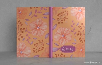 Design de capa de livro ilustrada de diário floral