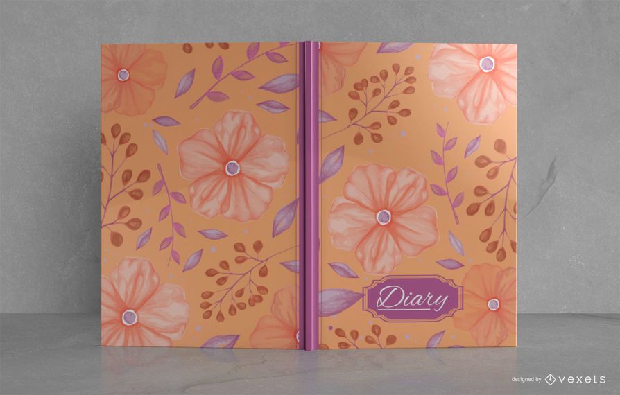 Floral Diary Illustrated Book Cover Design Floral Diary Illustrated Book Cover Design