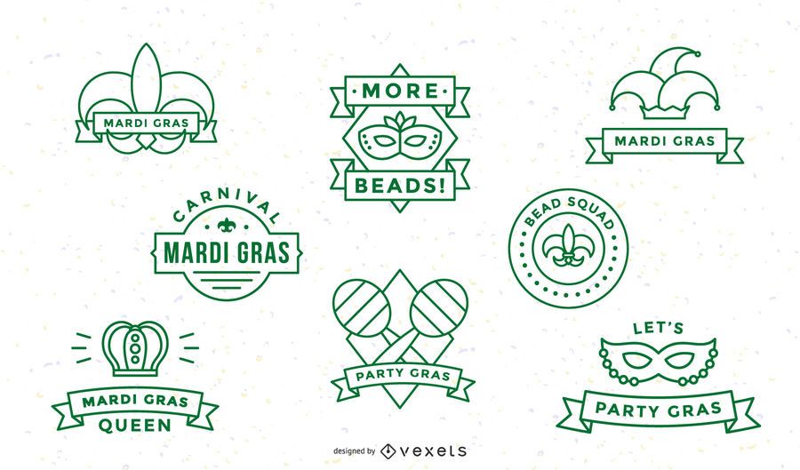 Mardi gras stroke badge set Mardi gras stroke badge set
