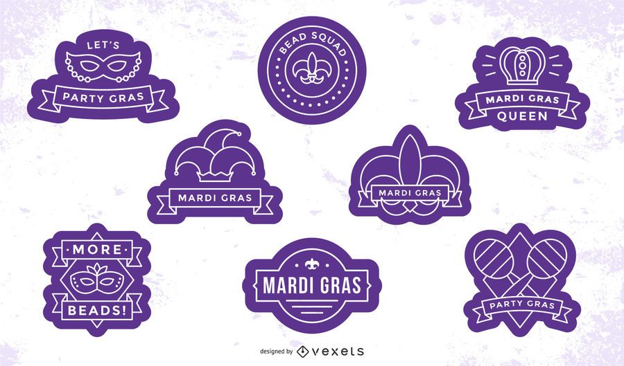 Mardi gras badges set Mardi gras badges set