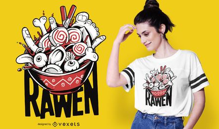 Raw Ramen Funny Food T-shirt Design