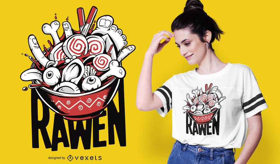 Raw Ramen Funny Food T-shirt Design Raw Ramen Funny Food T-shirt Design