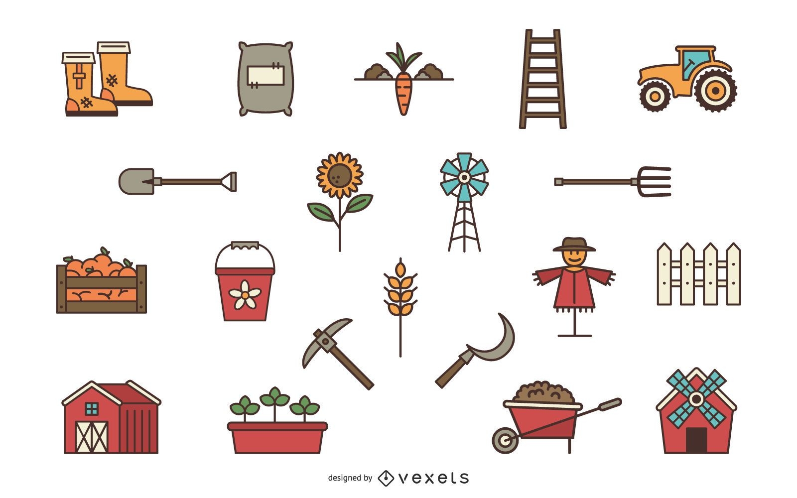 Conjunto de elementos agrícolas