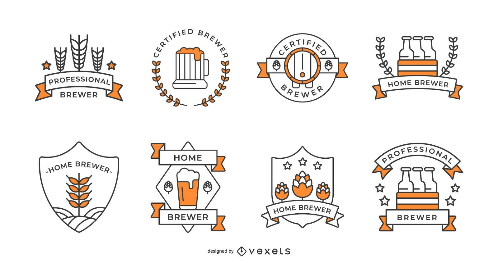 Conjunto de emblemas de cerveja