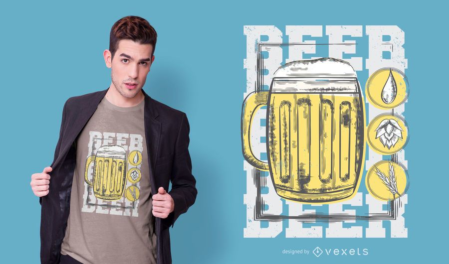 Diseño de camiseta de vaso de cerveza Diseño de camiseta de vaso de cerveza