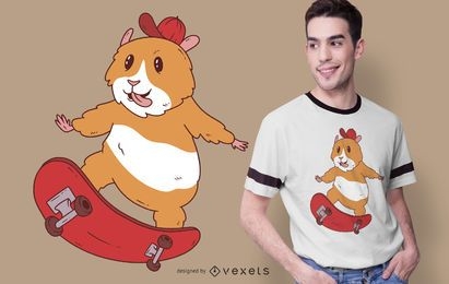 Diseño de camiseta Skater Hamster