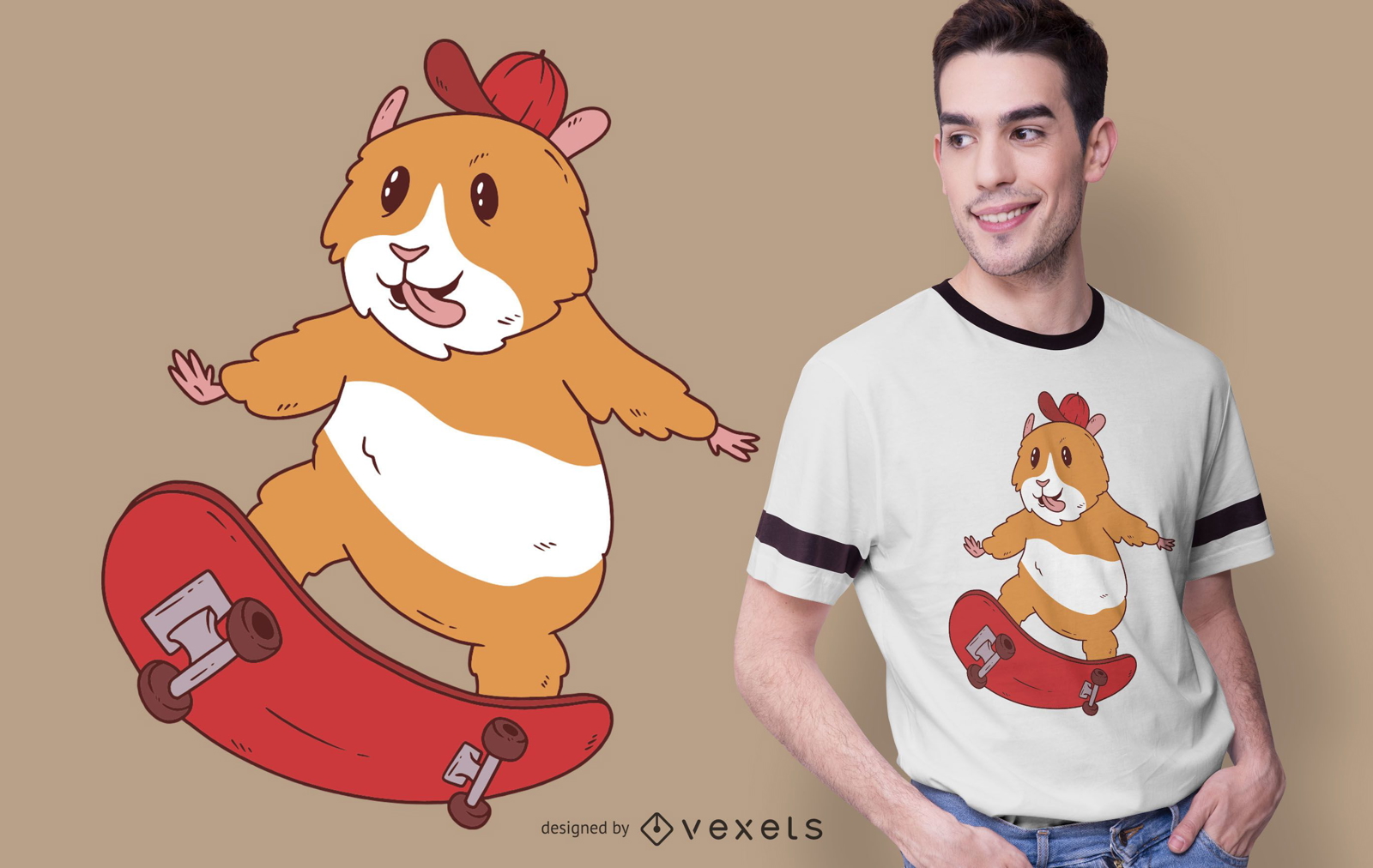 Diseño de camiseta Skater Hamster