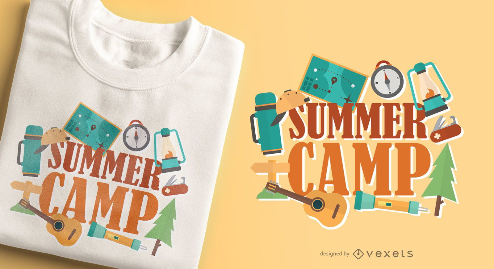 Diseño de camiseta de campamento de verano.