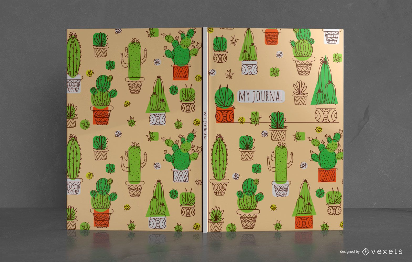 Diseño de portada de libro de diario de cactus