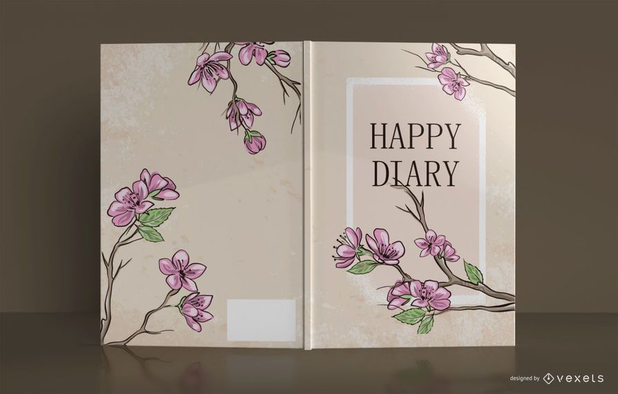 Diseño de portada de libro floral Happy Diary Diseño de portada de libro floral Happy Diary