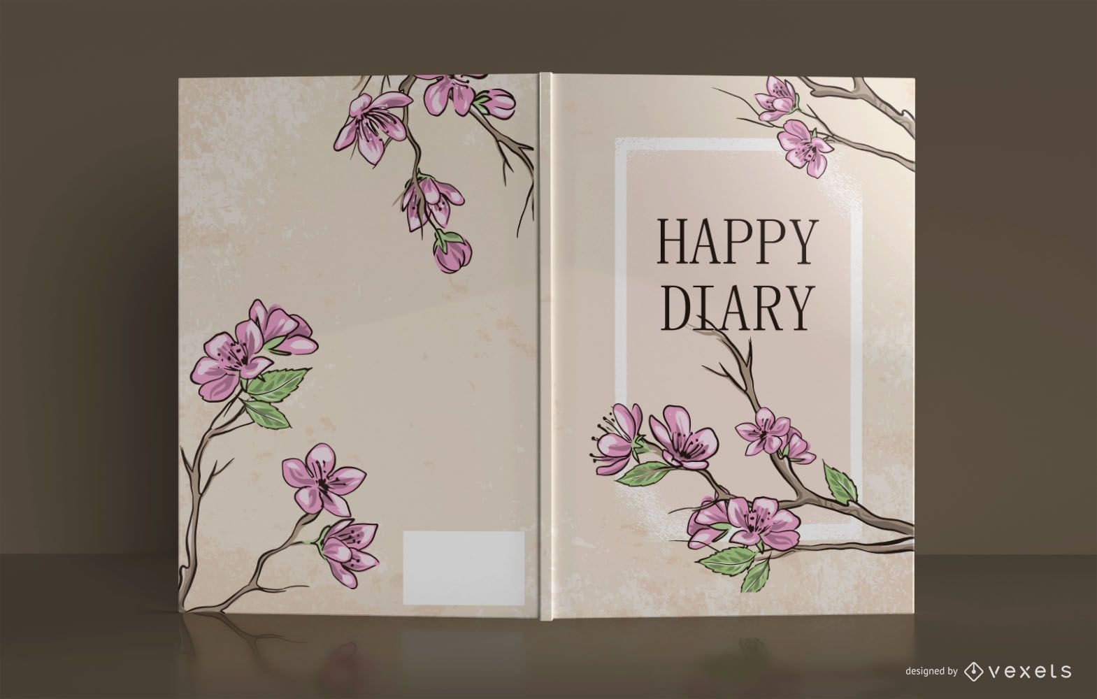 Dise?o de portada de libro floral Happy Diary