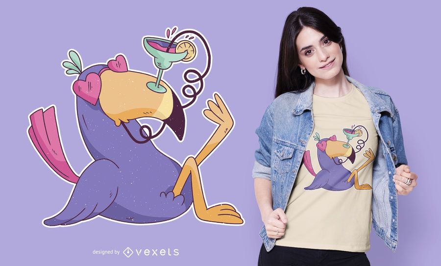 Design de t-shirt de tucano bebendo Design de t-shirt de tucano bebendo