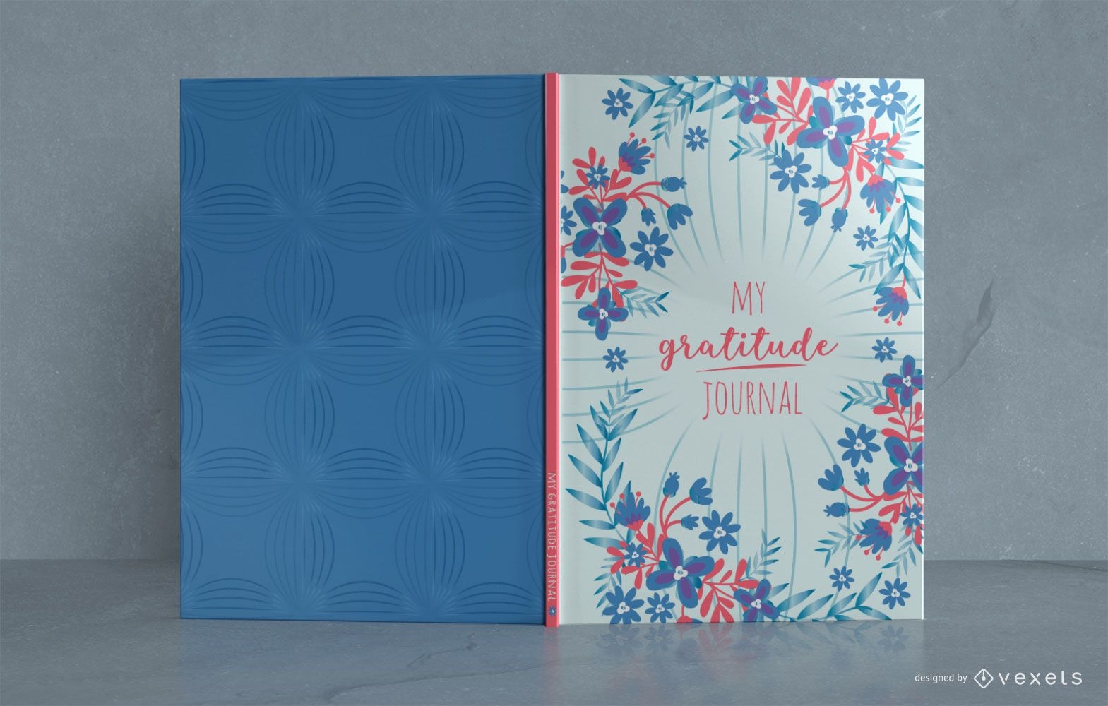 Diseño de portada de libro de diario de gratitud floral