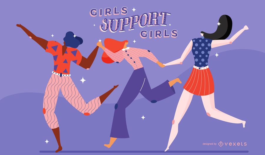 Women's day girls support illustration Women's day girls support illustration