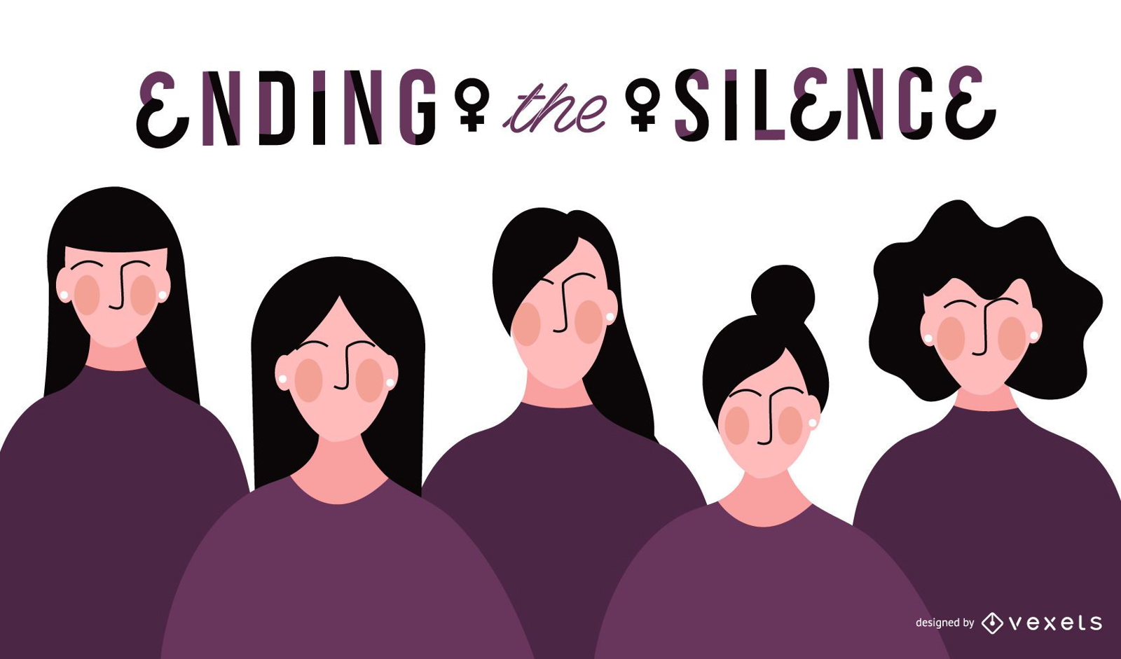 Ilustración de silencio del día de la mujer