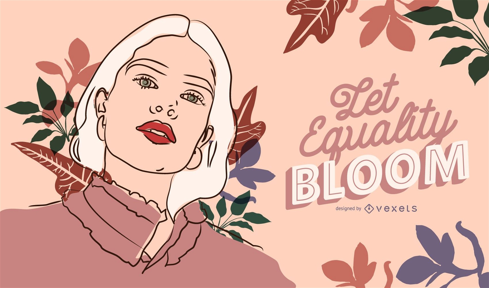 Let equality bloom women's day illustration