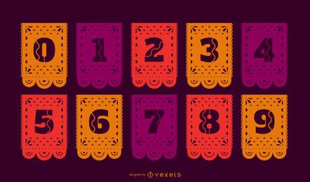 Papel picado banner number set