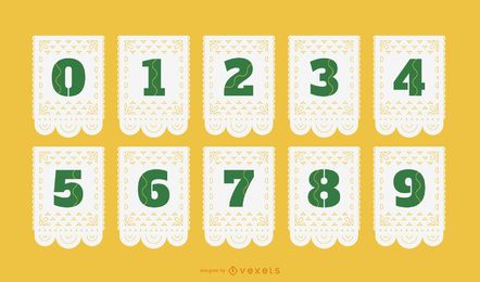 Papel picado numbers set