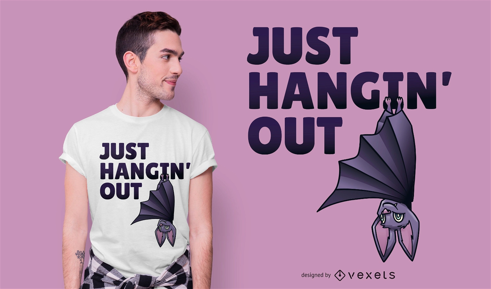 Design de t-shirt de morcego pendurado