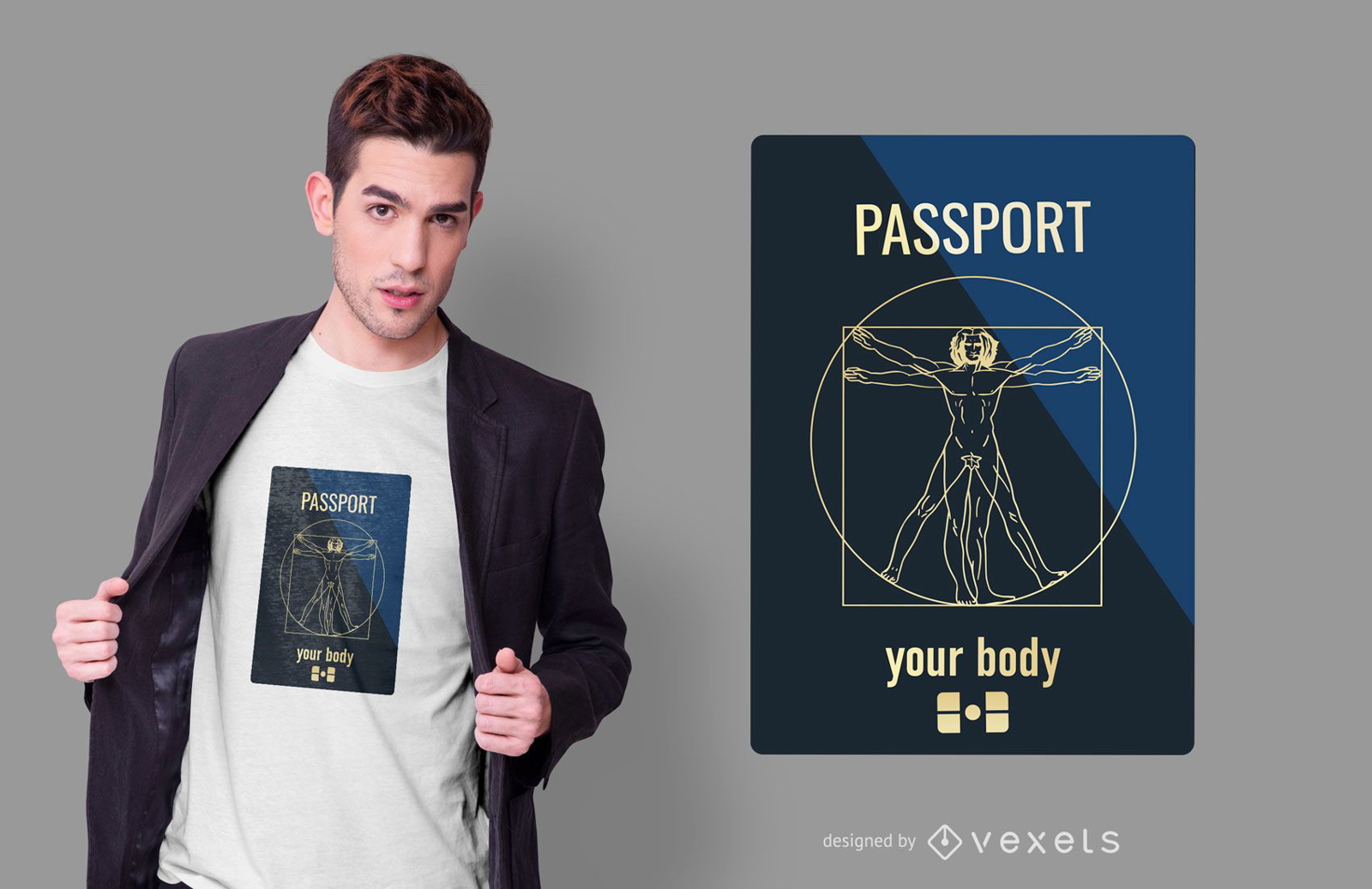 Diseño de camiseta divertida de pasaporte