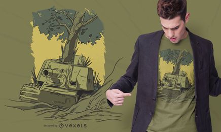 Design de camiseta com ilustração de tanque