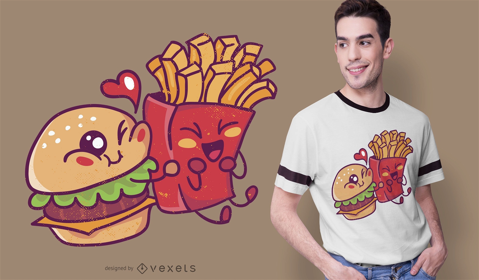 Burger liebt Pommes T-Shirt Design