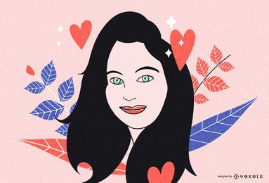 Ilustración de lindo retrato de mujer