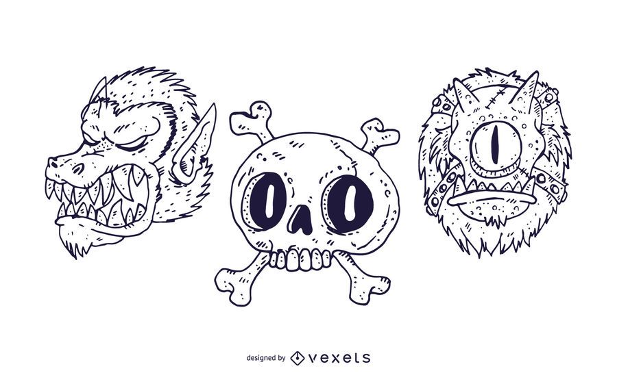 Vector scary halloween heads Vector scary halloween heads