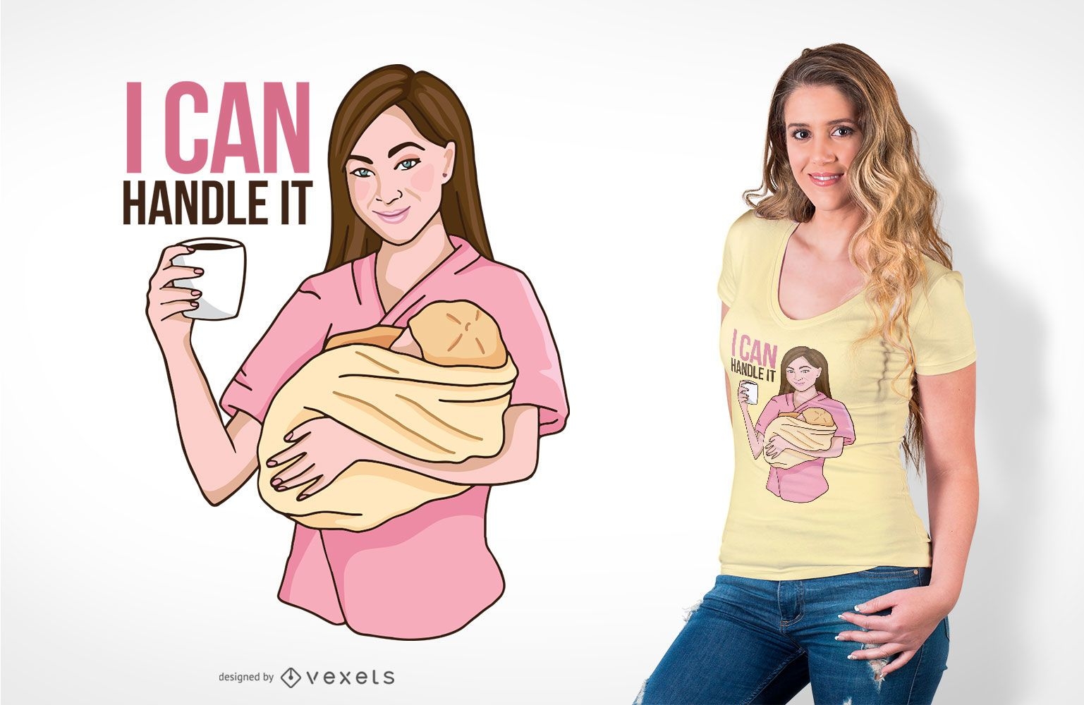Design de t-shirt da enfermeira do beb? com caf?