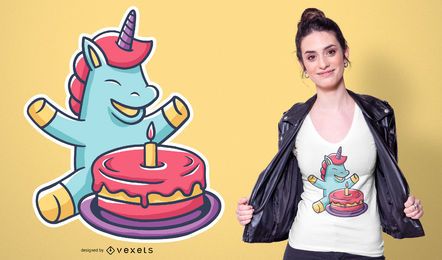 Unicorn Cartoon Cake T-shirt Design Unicorn Cartoon Cake T-shirt Design